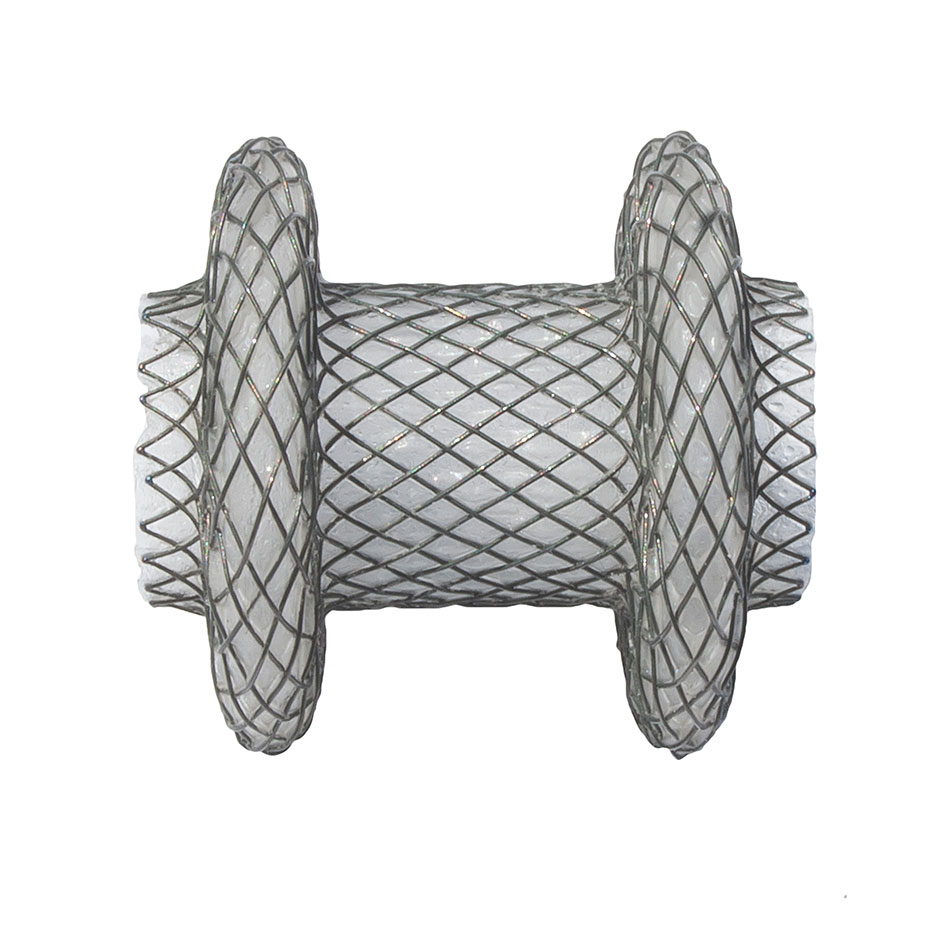 The AXIOS  Stent has two large flanges to hold the tissue layers together.