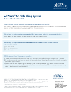 AdVance™ XP Post-Procedure Instructions 