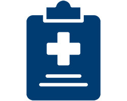 medical clipboard icon.
