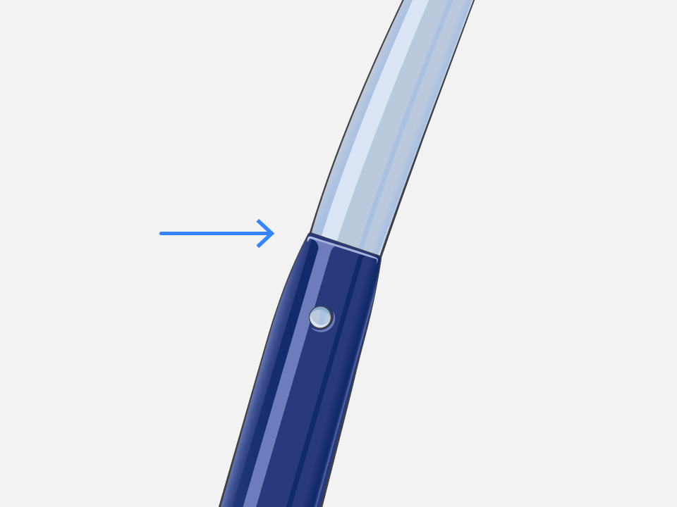 SureFlex sheath/ dilator assembly with arrow indicating transition point.