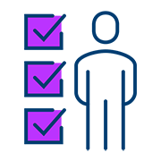 Person and checklist purple icon