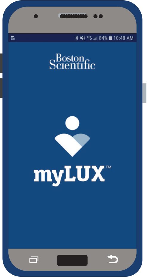 pantalla de teléfono con logotipo de la aplicación myLUX