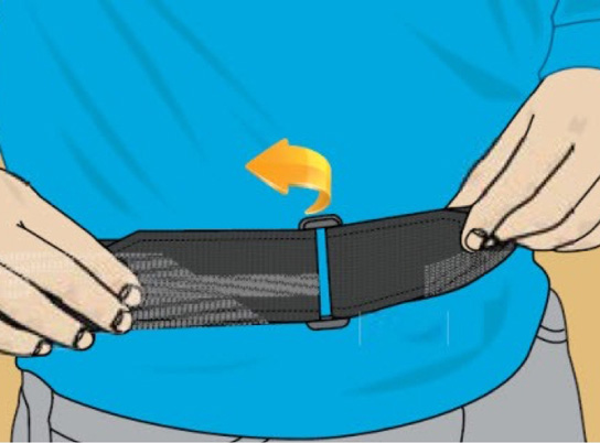 Person fastening charger belt around their waist