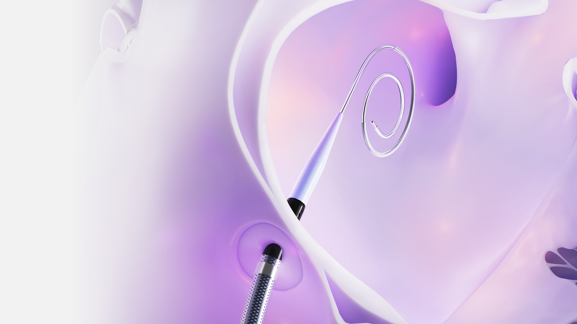VersaCross Connect Transseptal Dilator with 3-in-1 pigtail RF wire extending from FARADRIVE Steerable Sheath.