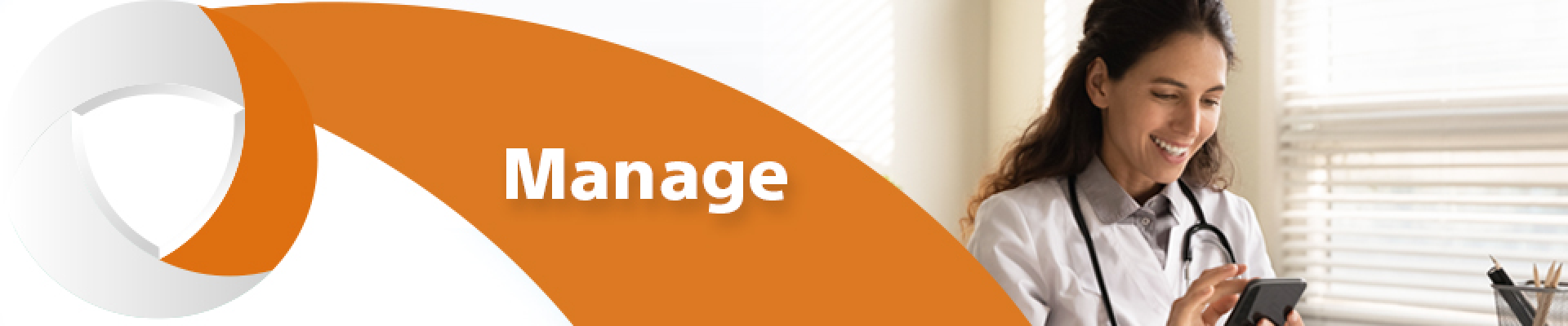 Manage, with smiling physician using Cognita Practice Optimization on mobile phone.