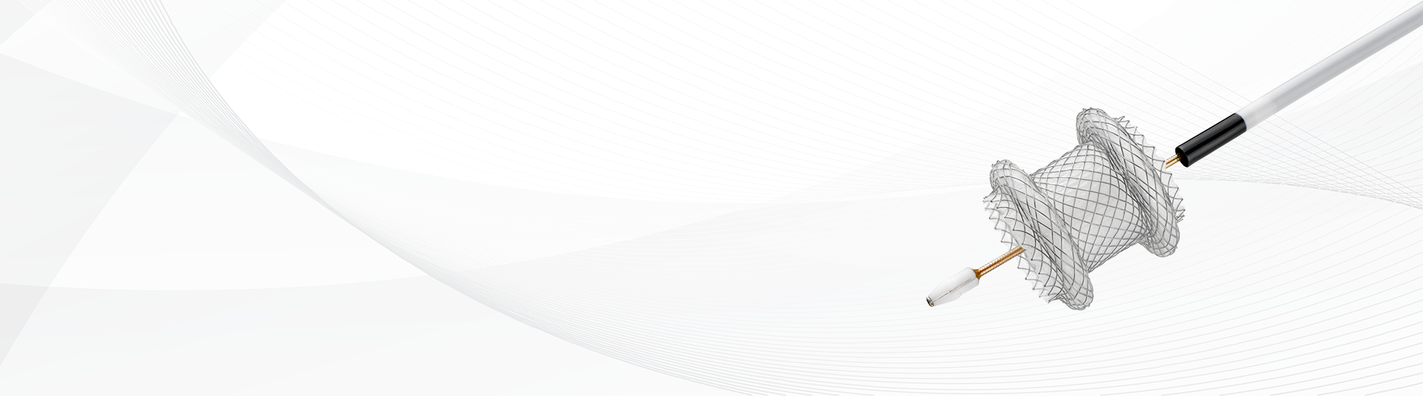 AXIOS™ Stent over swirling line background.