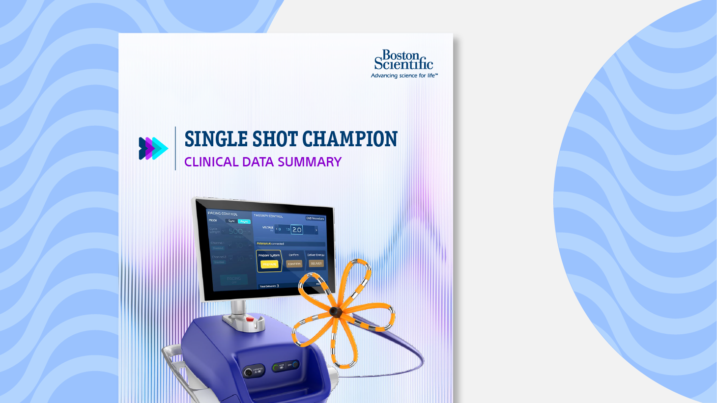 Discover datasheets from the Single Shot Champion study on FARAPULSE clinical trials for paroxysmal for AF treatment.