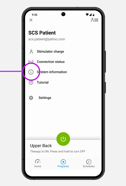 myscs go therapy controller tap system infromation.
