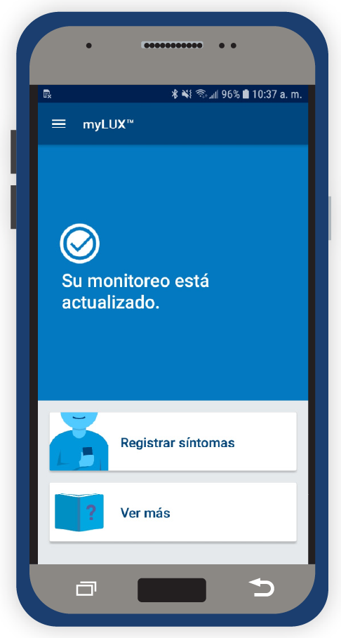 dispositivo móvil con pantalla azul conectada que muestra