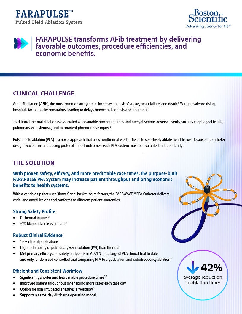 Image of the FARAPULSE console with the FARAWAVE Catheter