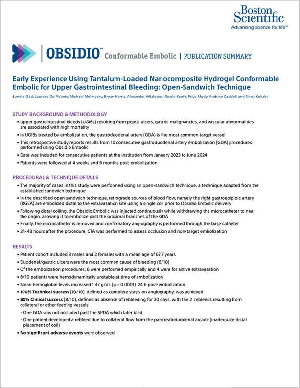  Obsidio Conformable Embolic microcatheter dead space.