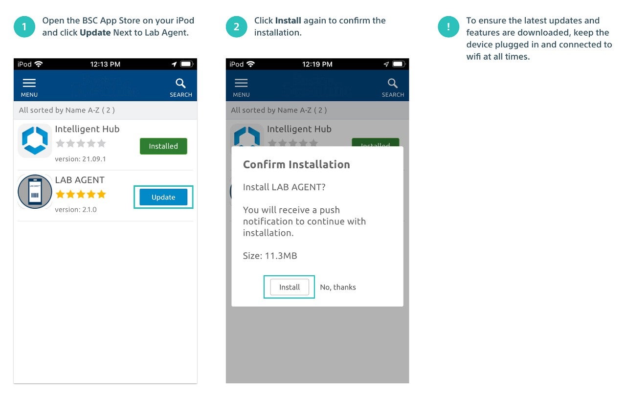 Screenshot instructions to update app