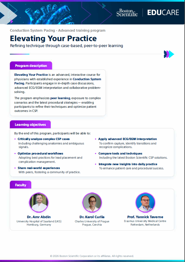 Cover of Elevating Your Practice, the advanced Conduction System Pacing training program on EDUCARE.