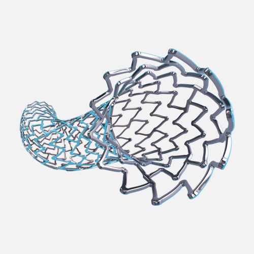 Image artwork of SYNERGY MEGATRON demonstrating how a high-quality stent is used for vessel treatment