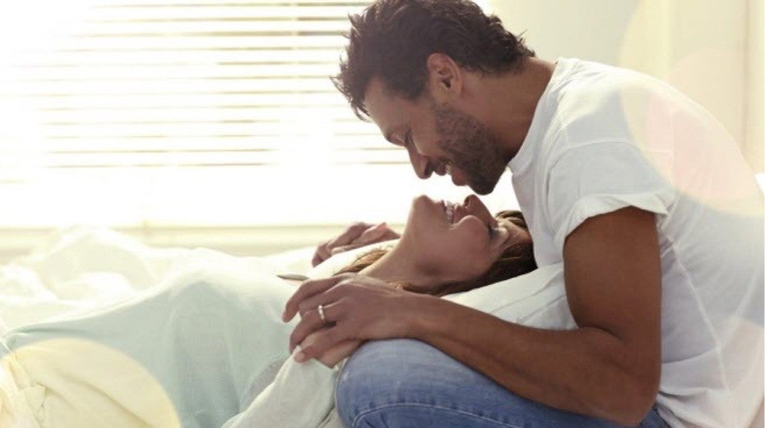 happy couple embracing 