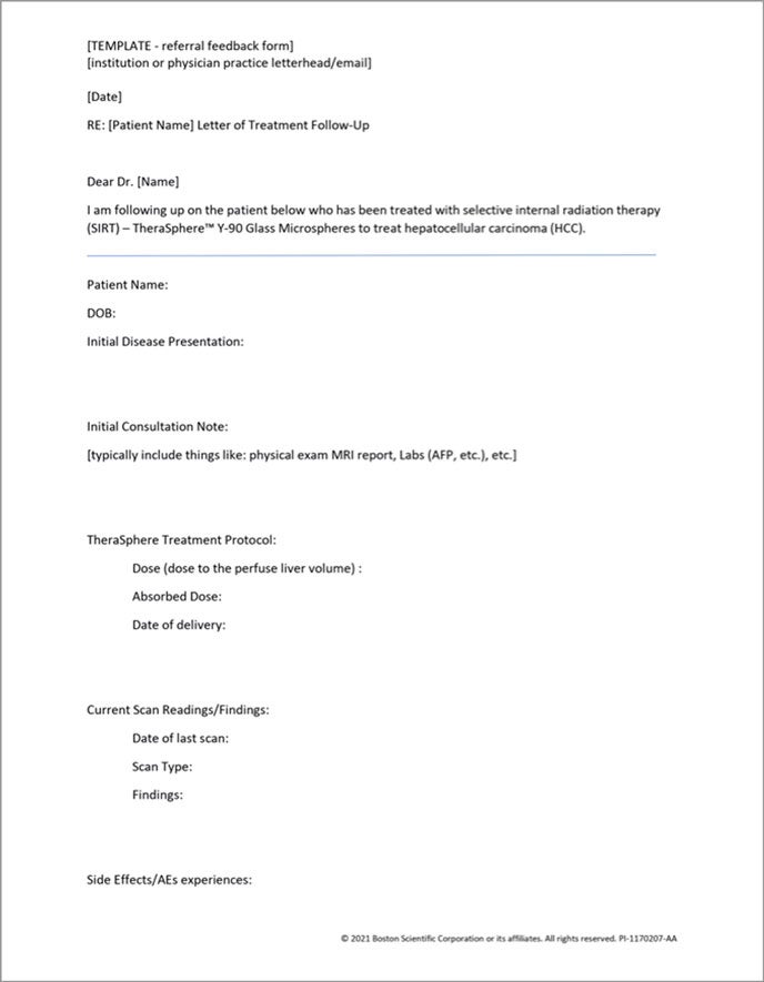 DOCX Post TheraSphere treatment referrer follow-up template.