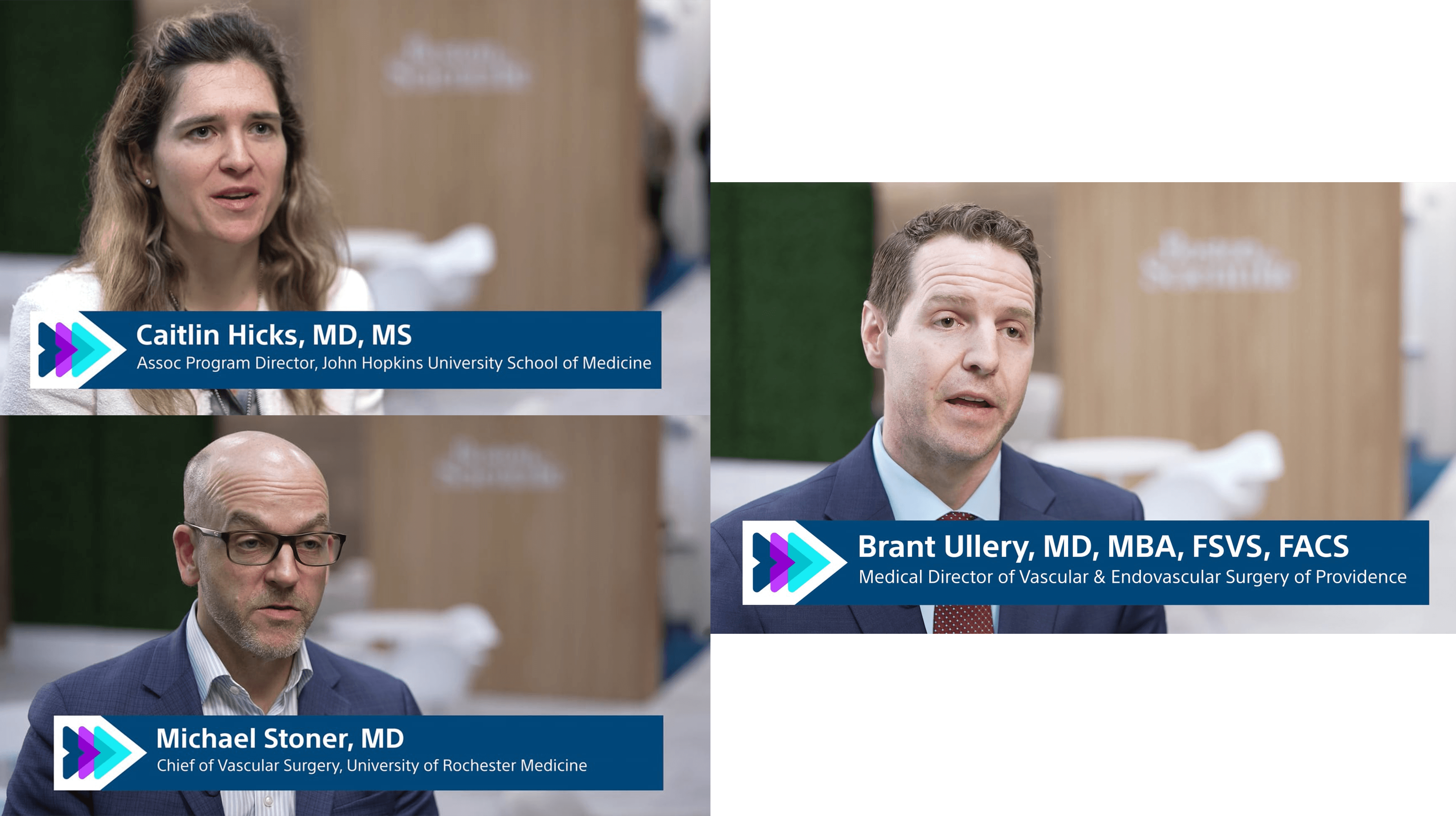 Cluster of physician images from various informational videos.