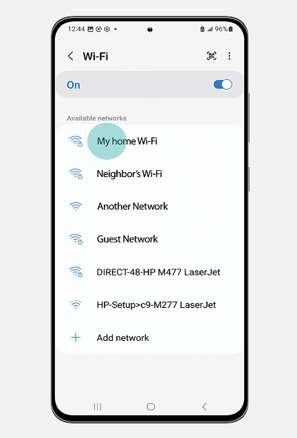 Selecting your home wifi.