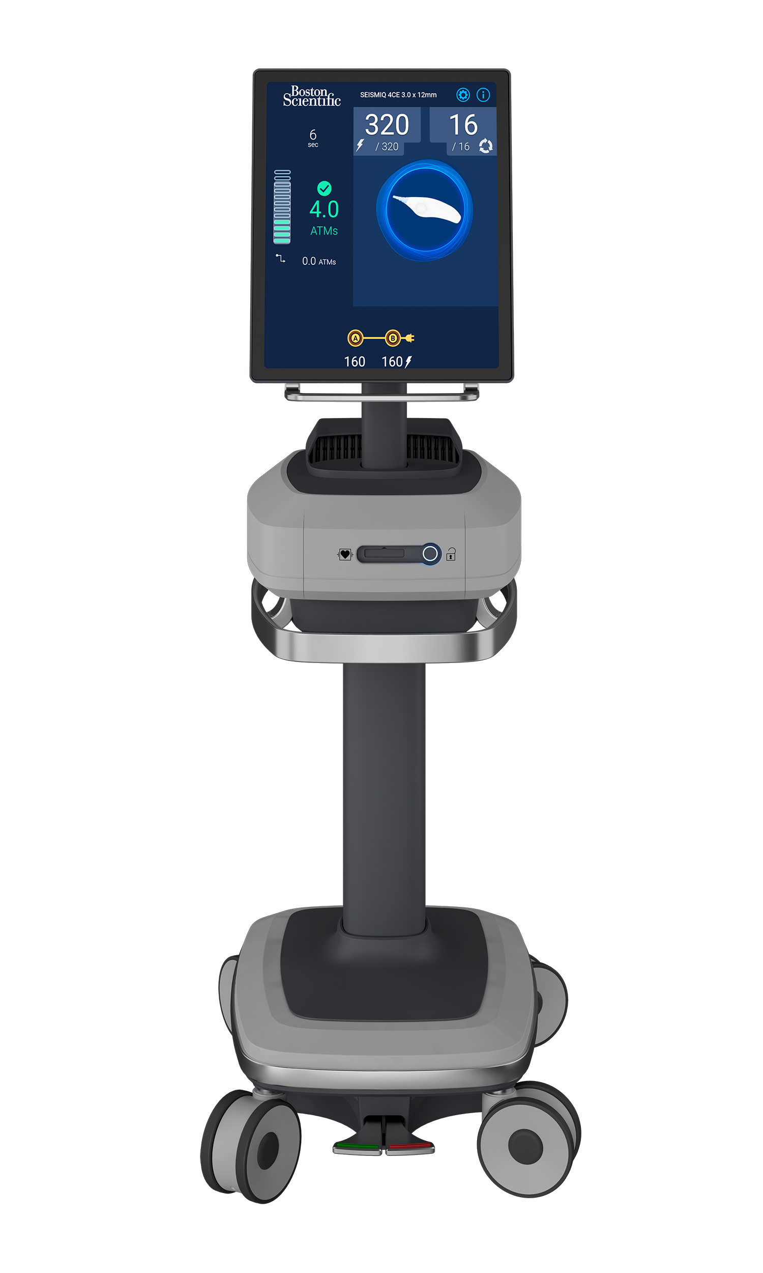 Console for the SEISMIQ™ Intravascular Lithotripsy System, used in intravascular lithotripsy procedures.