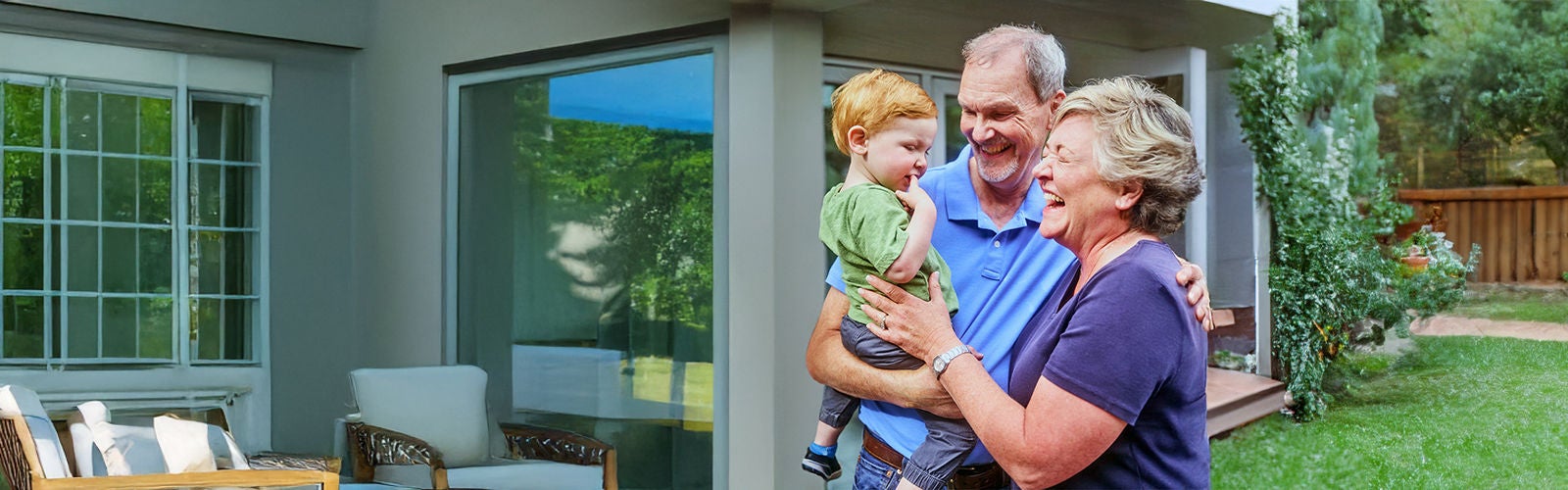 smiling grandparents enjoying family time