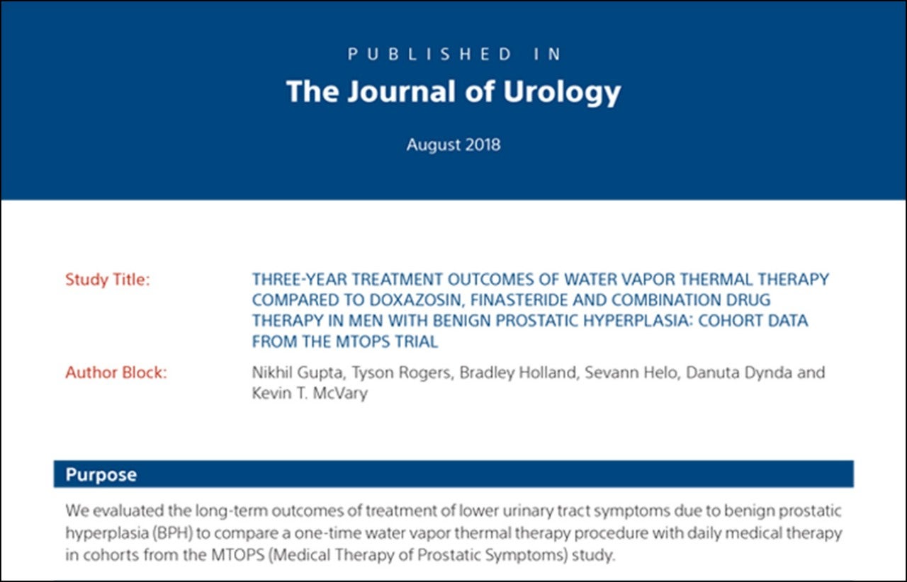 Journal of Urology Gupta Rezūm™ MTOPS Trial PDF.