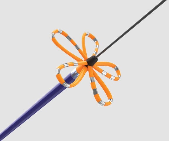 A close-up of the FARWAVE catheter.