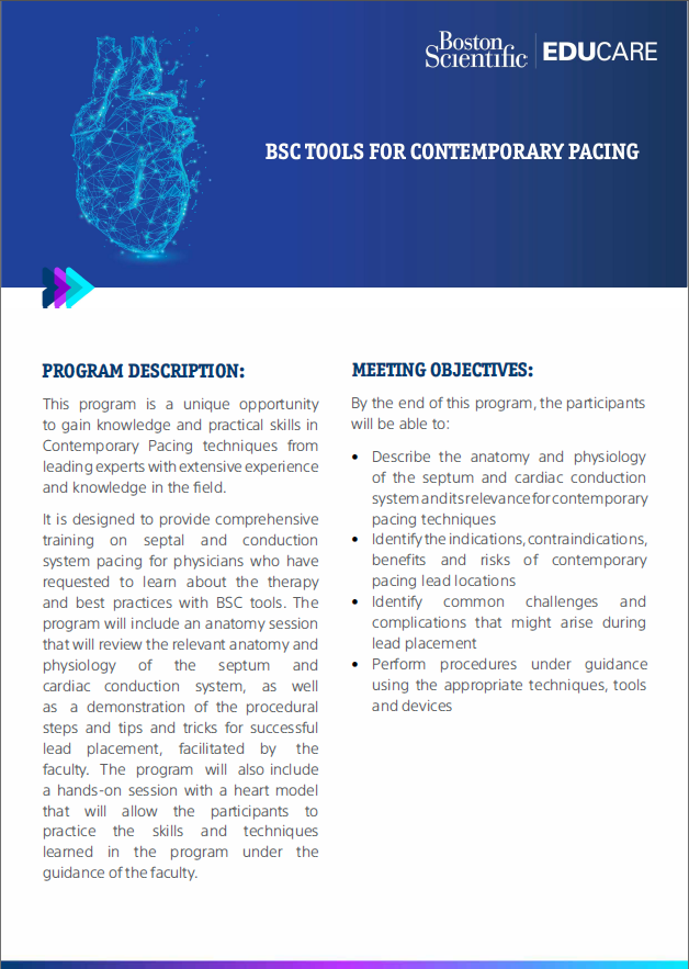 Cover of BSC Tools for Contemporary Pacing, the basic Conduction System Pacing training program.