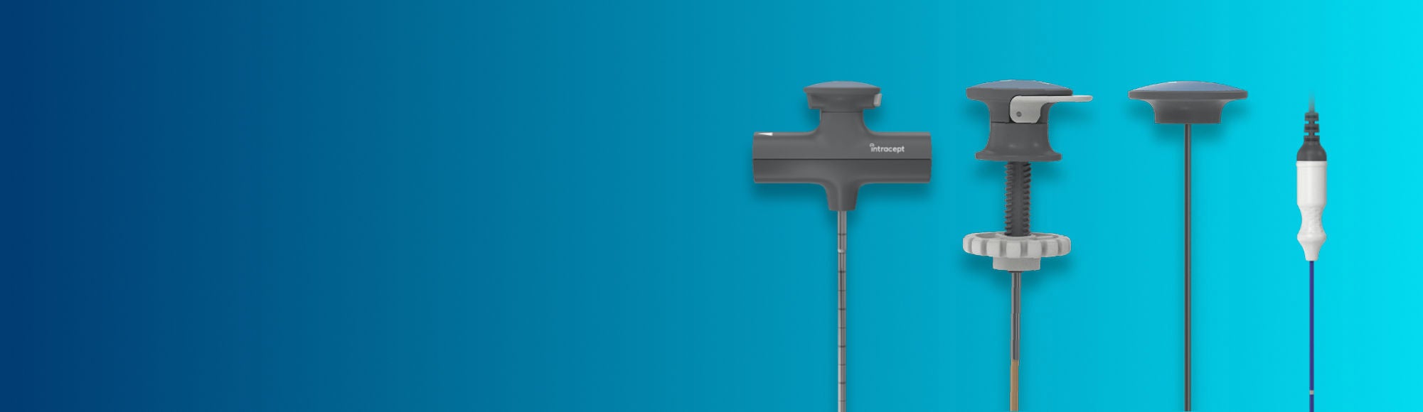 Four Intracept system components displayed on blue gradient background.