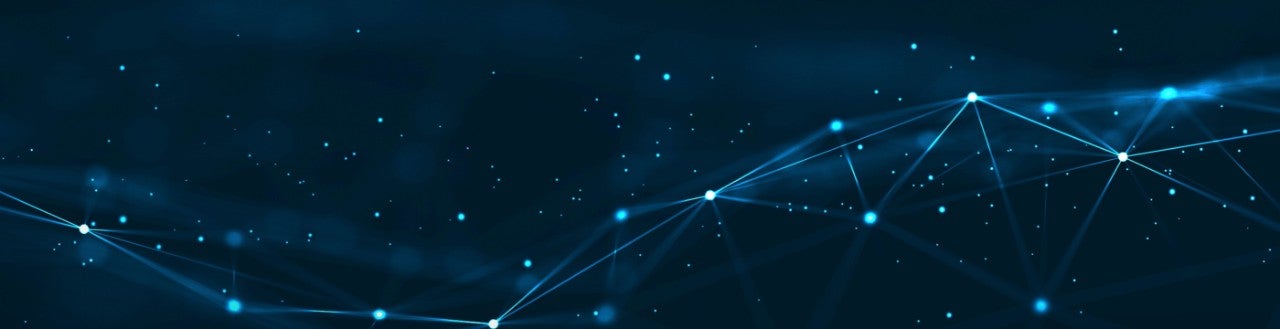 Backround image of  blue glowing dots connecting to blue glowing lines