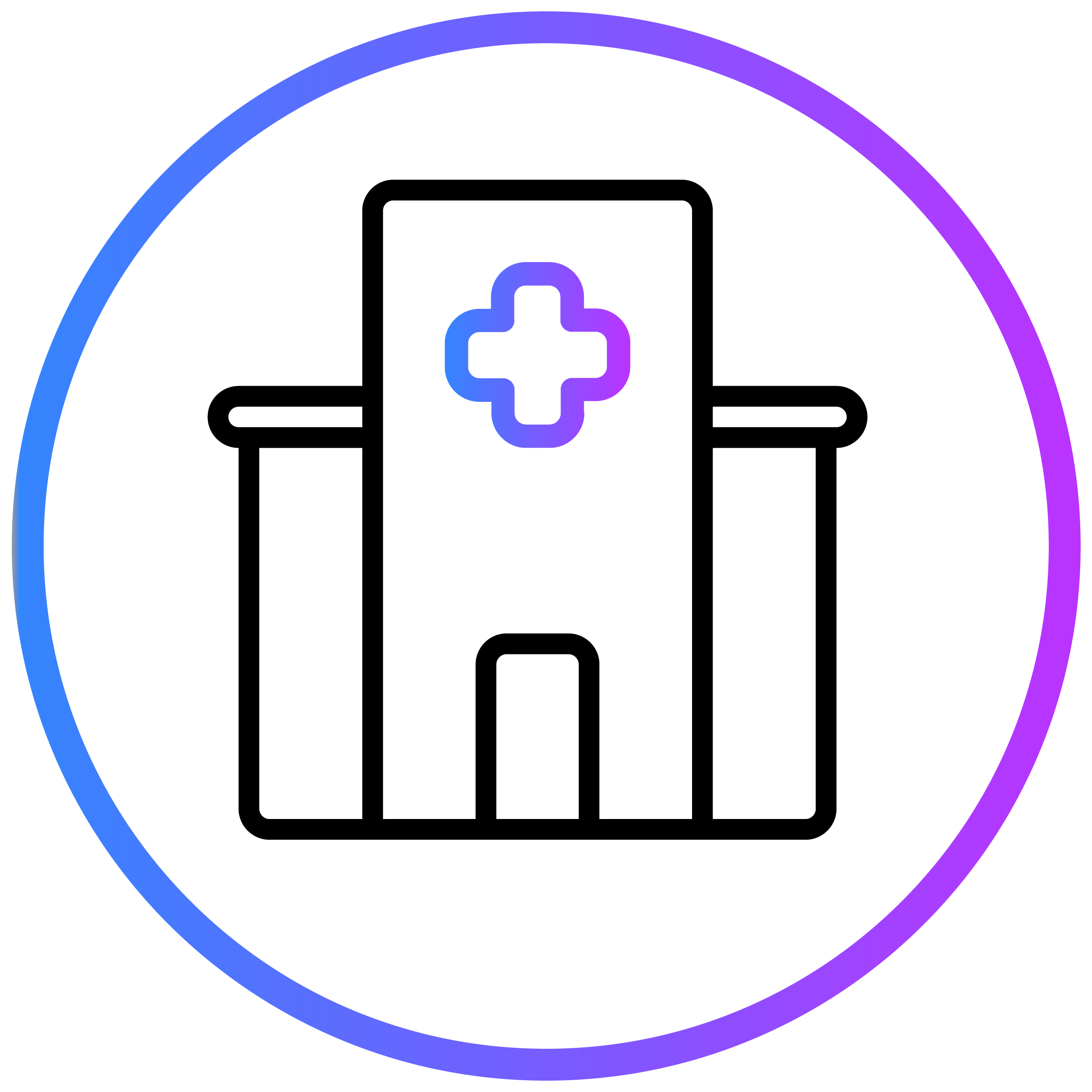 Hospital icon in a circle representing cardiology care and heart health.