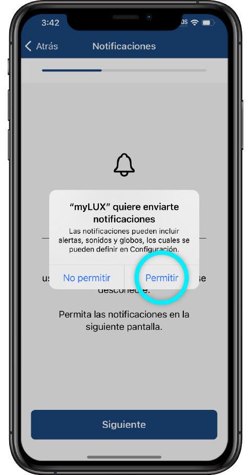 aviso en pantalla para permitir notificaciones