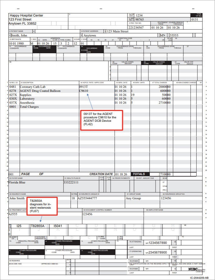 Sample Claim Form UB 04.
