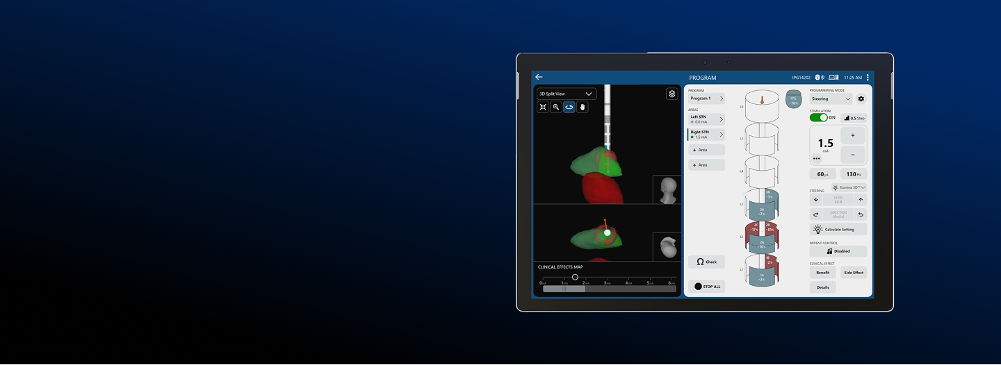 Tablet with VN5 programming software, displaying Illumina 3D simulation.