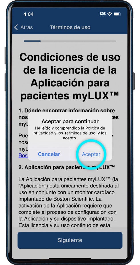 license terms of use screen with prompt to agree