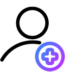 Icon showing illustration of brain surrounded by nodes of a network.