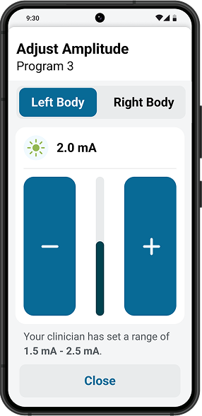 Vercise DBS controller display has large buttons for easier adjustment.