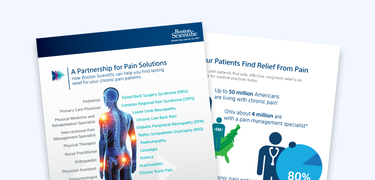 Pain solutions partnership brochure with chronic pain referral information.