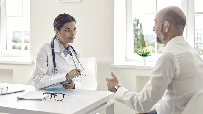 HCP talking with patient