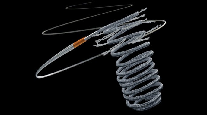 Embold fibered coil on black background