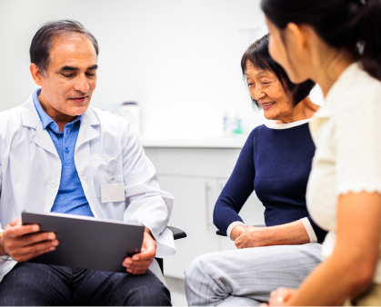 Physician consults with patient family