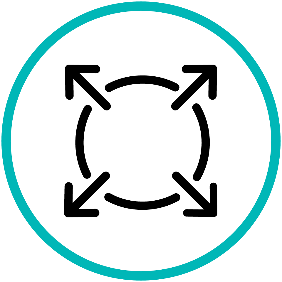 Expanding arrows represent how a physician's current treatment plan can enable future options that are best for the patient.