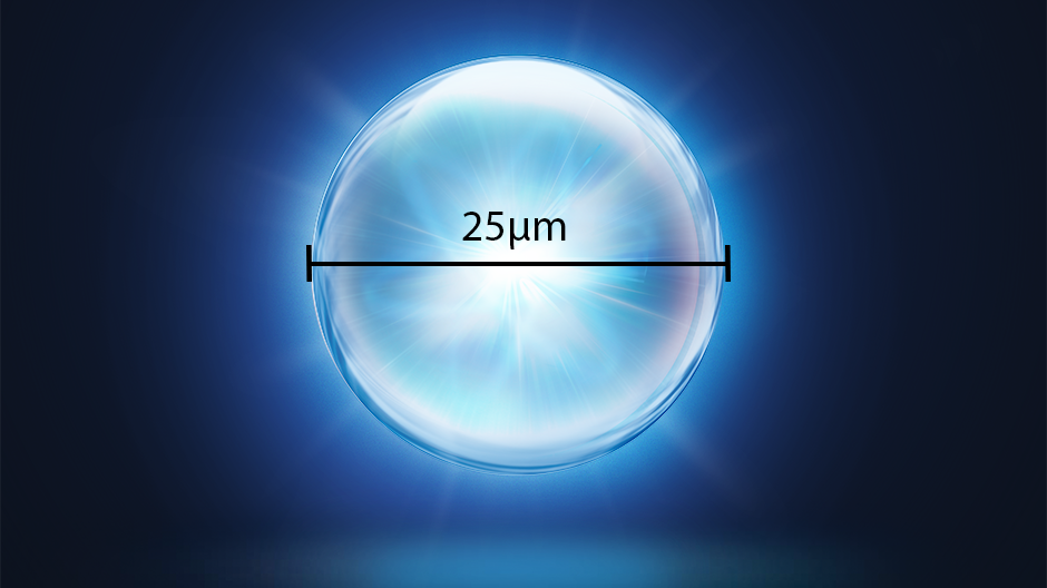 TheraSphere Y-90 glass microsphere is approximately 25 microns in diameter.