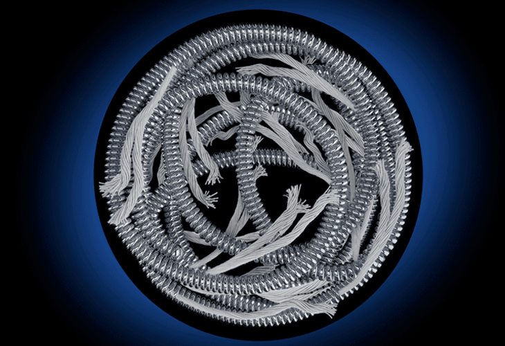 Embold fibered coil on black background