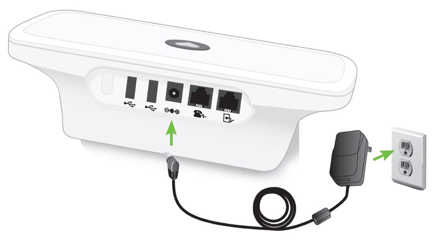 Communicator plugged into wall socket 