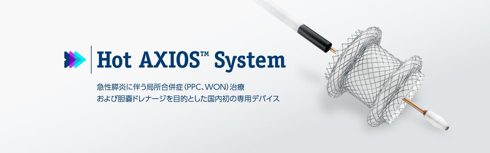Hot AXIOS™ System 急性膵炎に伴う局所合併症（PPC、WON）治療および胆嚢ドレナージを目的とした国内初の専用デバイス