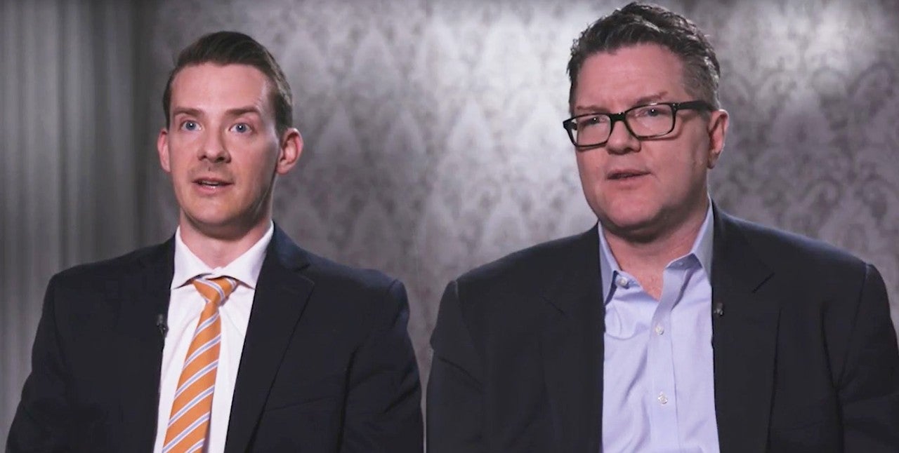 Still from Video. Dr. Hankins and Dr. Collins looking directly into the camera talking. 