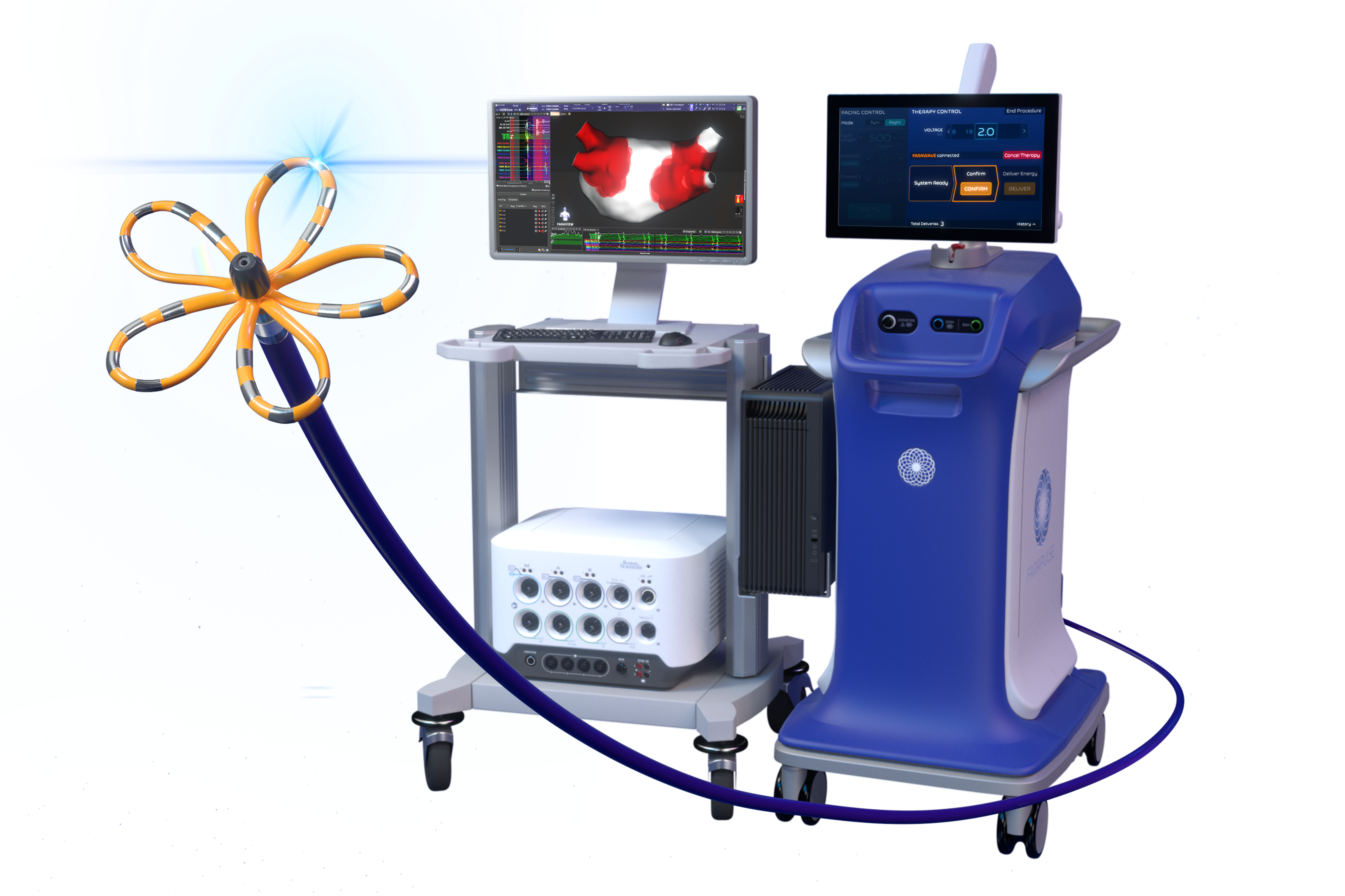 파라펄스 PFA 시스템에 사용되는 파라웨이브 NAV PFA 카테터와 파라뷰 소프트웨어 모듈