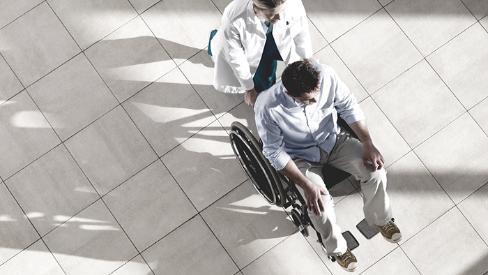 Patient on wheelschair