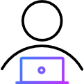 Icon: A person looking at a laptop's screen