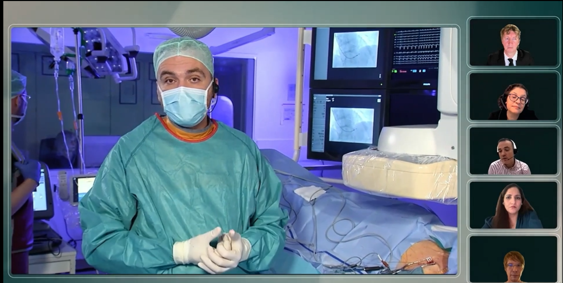 Physician performing a live Conduction System Pacing case broadcast to attendees at the RIO Congress.